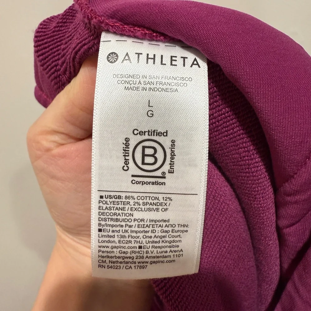NWT Athleta Heavyweight Terry Cargo Jogger Pants L Magenta Wildberry Cargo Casua